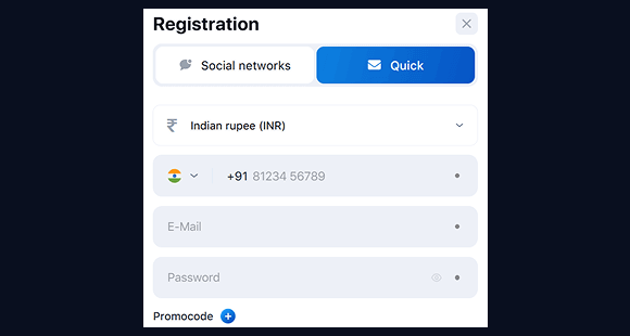 1Win Registration Form 1Win Registration Form